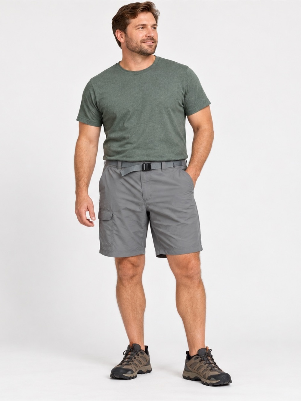 Columbia Hiking Shorts Mens 38 Cascades Explorer Cargo Belted Gray